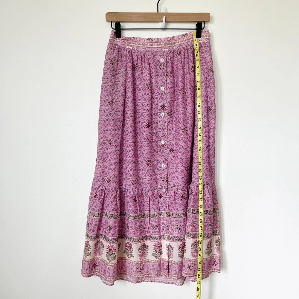 NEW Xirena Taryn Cotton Silk Midi Skirt Pink Posey Womens Medium - Picture 6 of 11